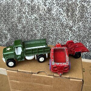 Vintage TOOTSIETOY Tootsie Toy Deuce Half Truck & Trailer Army 1960's 1970's Lot